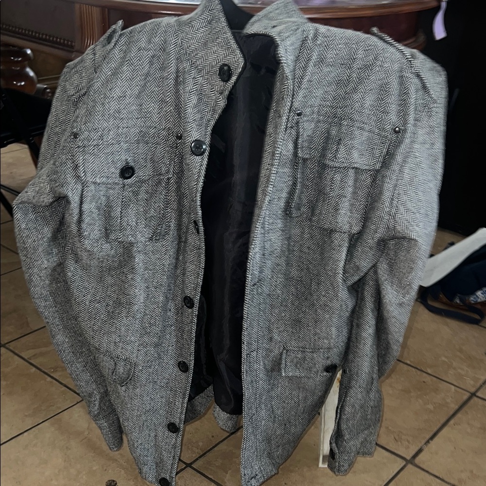 Men's Gray Herringbone Jacket